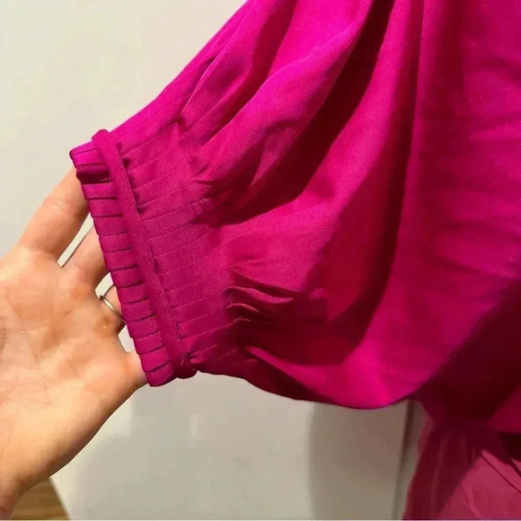 Diane von Furstenberg NWT Edna Pink Puff Sleeve Tie Waist Silk Dress Size 2 - Picture 11 of 16